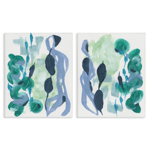 Stupell Industries Fluid Wavy Shapes by June Erica Vess 2 Pieces Unframed Abstract Graphic Art Print 20 in. x 16 in.