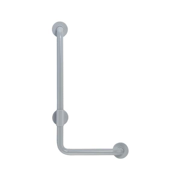 Unbranded 36 in. Contractor Antimicrobial Vinyl Coated L-Shape Grab Bar in Light Gray