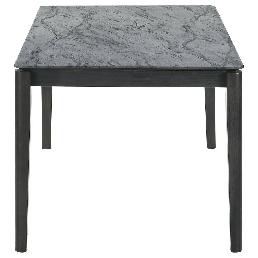 Gray Faux Marble Top Rectangular Dining Table with Wood Legs