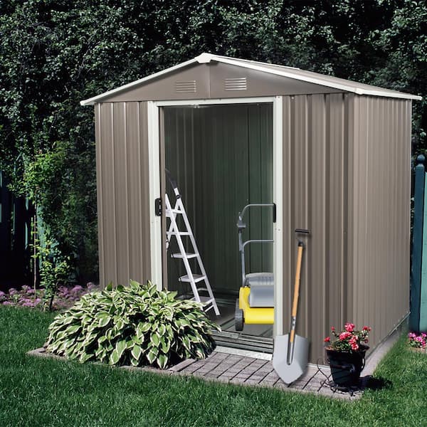 Unbranded - 6 ft. x 5 ft. Gray Outdoor Metal Garden Storage Shed for Garden, Lawn (30 sq. ft.)