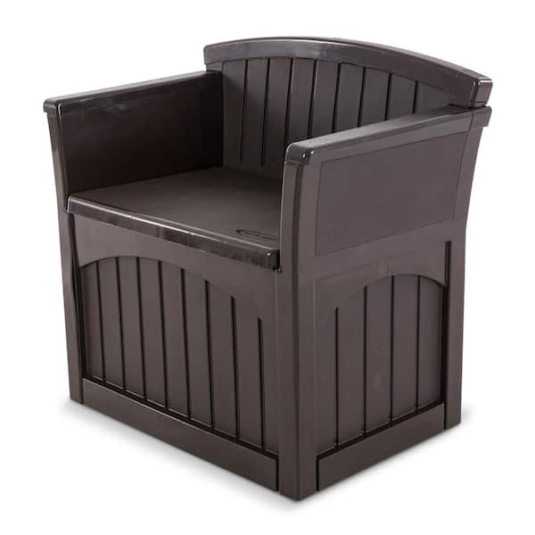 Suncast 31 Gal. Patio Seat Outdoor Storage Bench Chair, Java : PB2600J