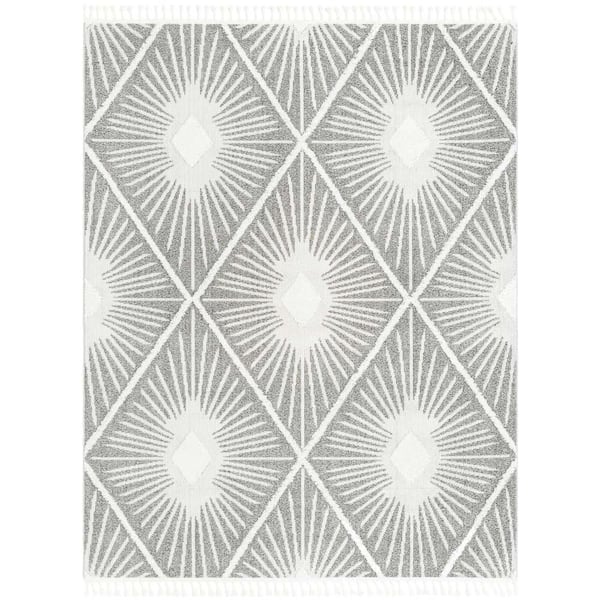 Unique Loom Boho Lilah Gray Ivory 7 ft. 10 in. x 10 ft. Area Rug
