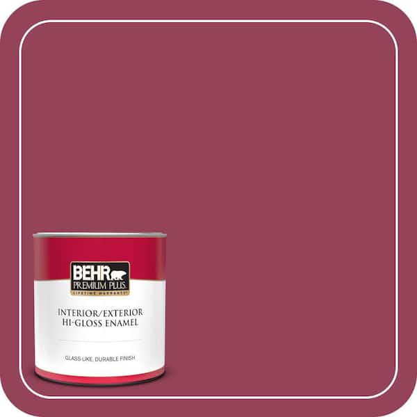 BEHR PREMIUM PLUS 1 qt. #110B-7 Raspberry Pudding Hi-Gloss Enamel Interior/Exterior Paint & Primer