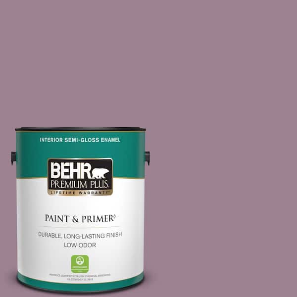 BEHR PREMIUM PLUS 1 gal. #S110-5 Garden Plum Semi-Gloss Enamel Low Odor Interior Paint & Primer