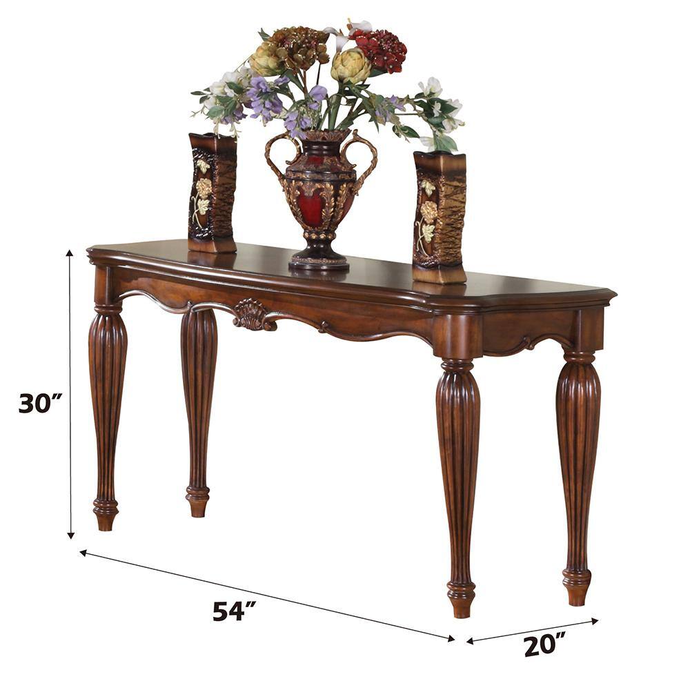 Elegant Carved Cherry Wood Sofa Table - Traditional Elegance