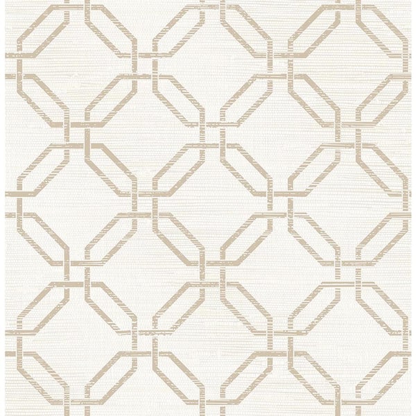 Brewster Phaius White Trellis White Wallpaper Sample