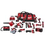 Milwaukee M18 18V Lithium Ion Cordless Combo Tool Kit 15 Tool with Four 3.0 Ah Batteries 1 Charger 3 Tool Bag 2695 15R The Home Depot