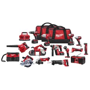 M18 18V Lithium-Ion Cordless Combo Tool Kit (15-Tool) with Four 3.0 Ah Batteries, (1) Charger, (3) Tool Bag