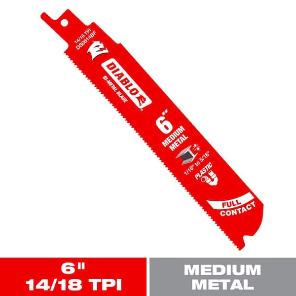 6 in. 14/18 TPI Bi-Metal Reciprocating Saw Blade for Medium Metal