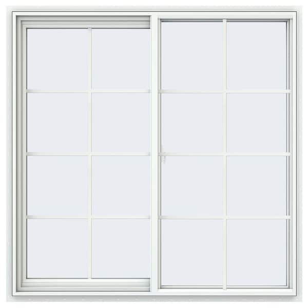 JELD-WEN 47.5 in. x 47.5 in. V-2500 Series White Vinyl Left-Handed Sliding Window with Colonial Grids/Grilles