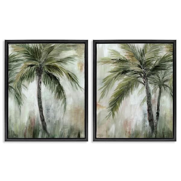 Stupell Industries Palm Trees Impressions by Nan 2-Pieces Black Floater Frame Nature Graphic Art Print 31 in. x 25 in.