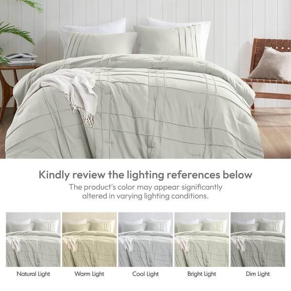 Porter 2-Piece Silver Microfiber Twin/Twin XL Soft Washed Pleated Comforter Set