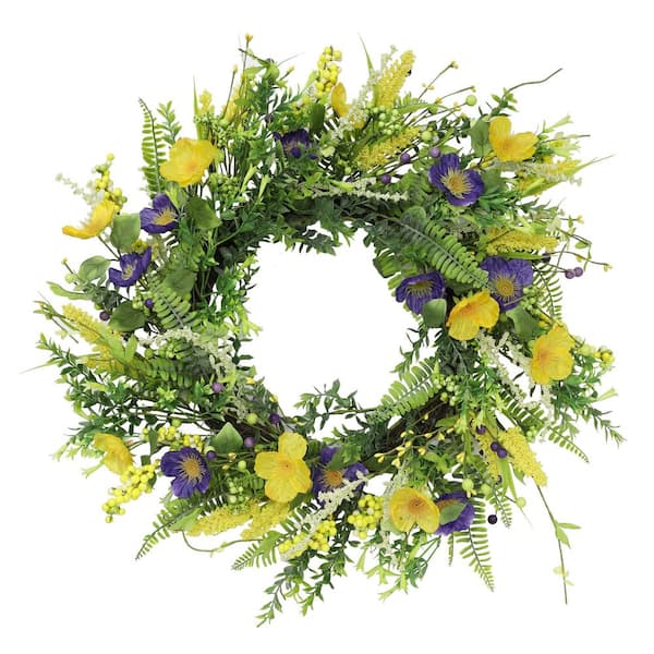 Puleo International 24 in. Artificial Spring Mixed Floral Wreath