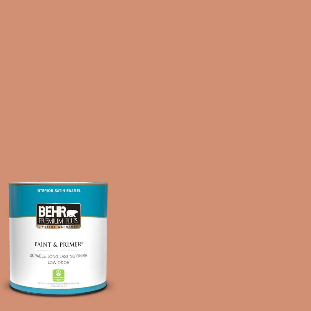 BEHR PREMIUM PLUS 1 gal. #M500-3 Blue Chalk color Satin Enamel Low Odor  Interior Paint & Primer 705001 - The Home Depot