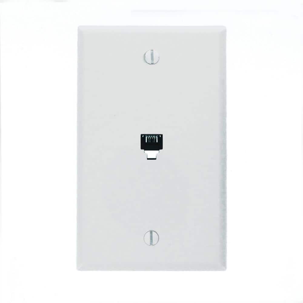 White Standard Telephone Wall Jack with Screw Terminals
