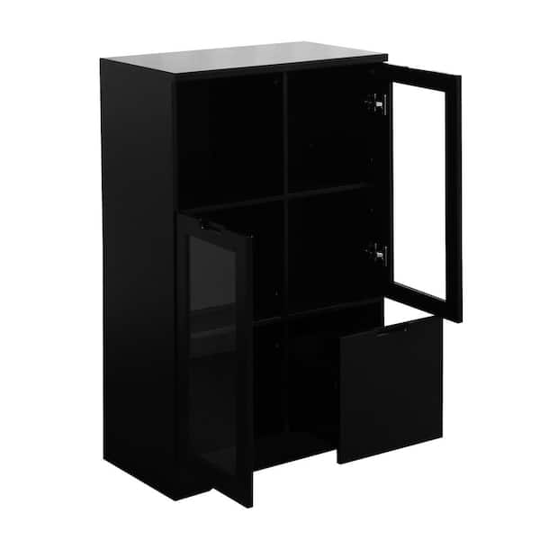 25.6 in. W x 11.8 in. D x 39.4 in. H Bathroom Black Linen Cabinet
