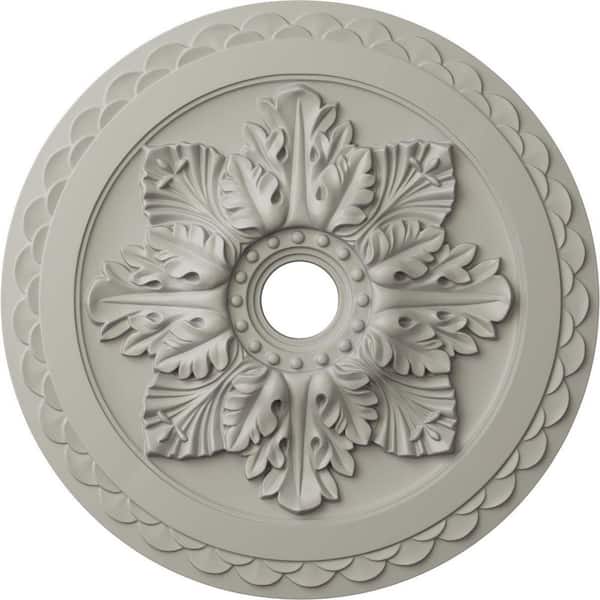 Ekena Millwork 2 in. x 23-5/8 in. x 23-5/8 in. Polyurethane Bordeaux Deluxe Ceiling Medallion, Pot of Cream