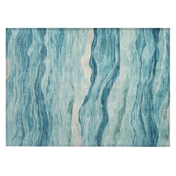 Chantille Machine Washable Indoor/Outdoor Abstract ACN1251 Turquoise 1 ft. 8 in. x 2 ft. 6 in. Area Rug