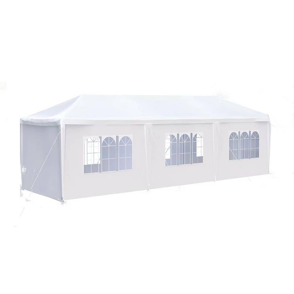 10 ft. x 30 ft. White Wedding Party Canopy Tent Outdoor Gazebo with 8 Remov
