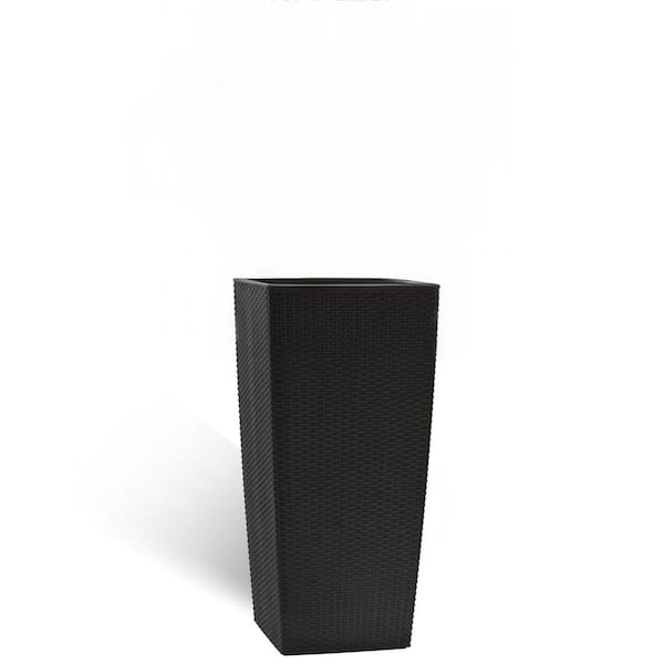 Paula 30.12 in. H Black Polypropylene Plastic Large Square Planter with Self-Watering, Inner Bucket and Drainage Holes