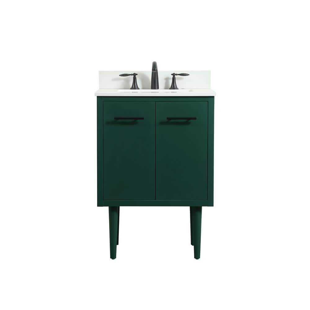 Simply Living 24 in. W x 19 in. D x 33.5 in. H Bath Vanity in Green with Iv