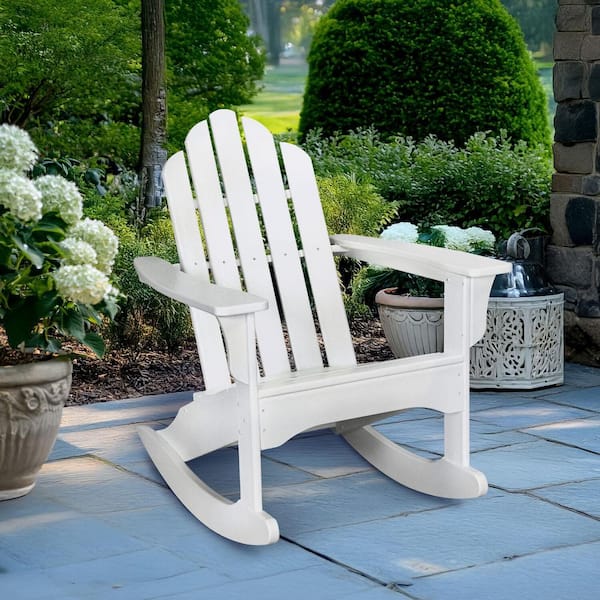 Hanover White All-Weather Adirondack Rocking Patio Chair