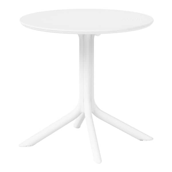 FrondandForm Modern Outdoor Patio Poly Plastic 31.5 in. Round Dining Table in White