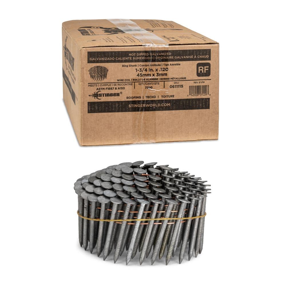 1-3/4 in. x 0.120-Gauge 15° Ring Shank Hot Dipped Galvanized Wire Coil Collated Roofing Nails (7200-Pack) price history on PriceWatchPro