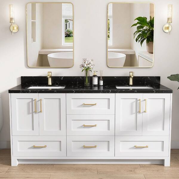 Zeafive 72 in. W x 22 in. D Engineered Stone White Rectangular