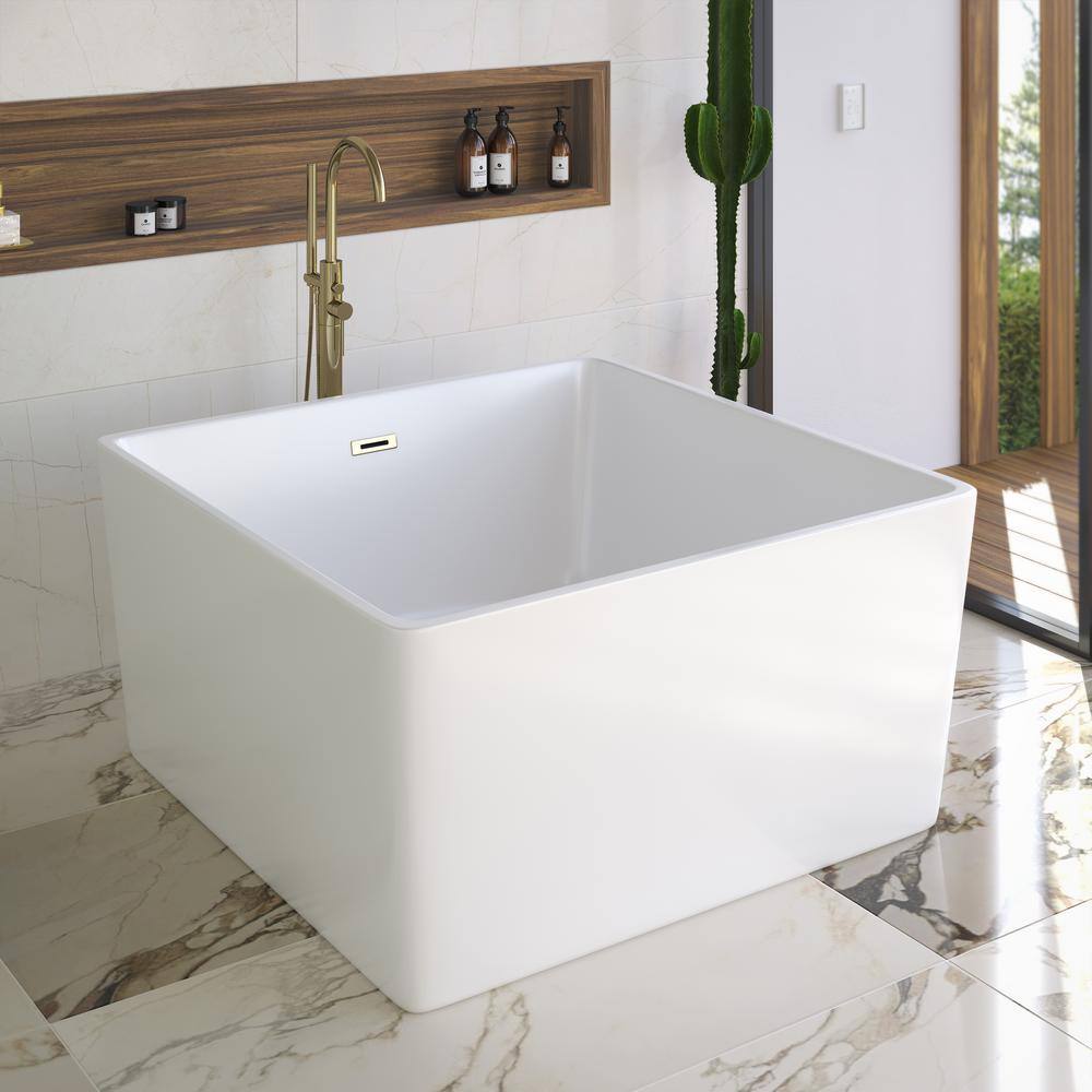 Voltaire 47" White Acrylic Square Freestanding Bathtub