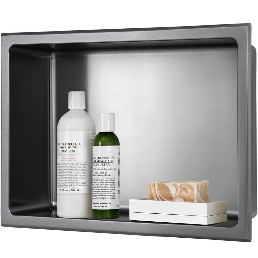 16 in. W x 12 in. H x 4 in. D 18-Gauge Stainless Steel Bathroom Shower Wall