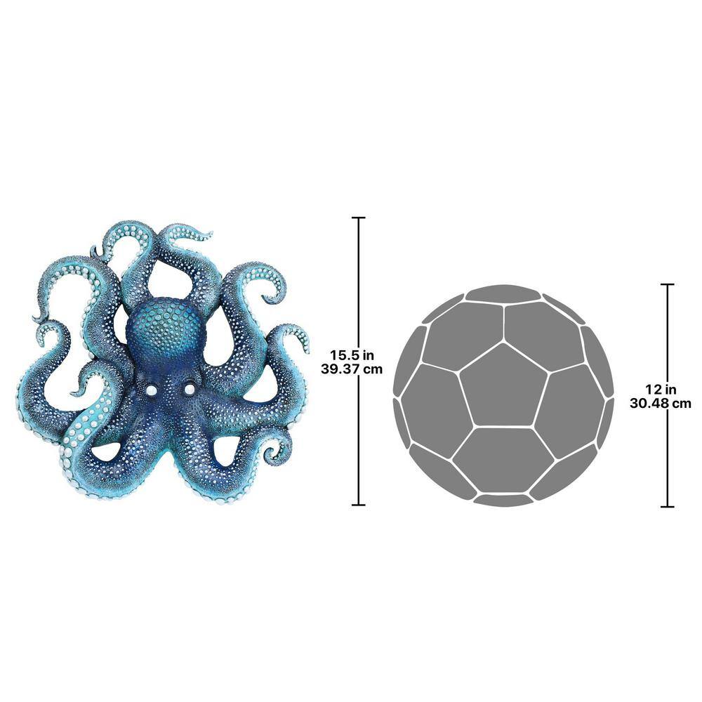 Deadly Blue Resin Octopus Coral Reef Wall Sculpture 16.5"