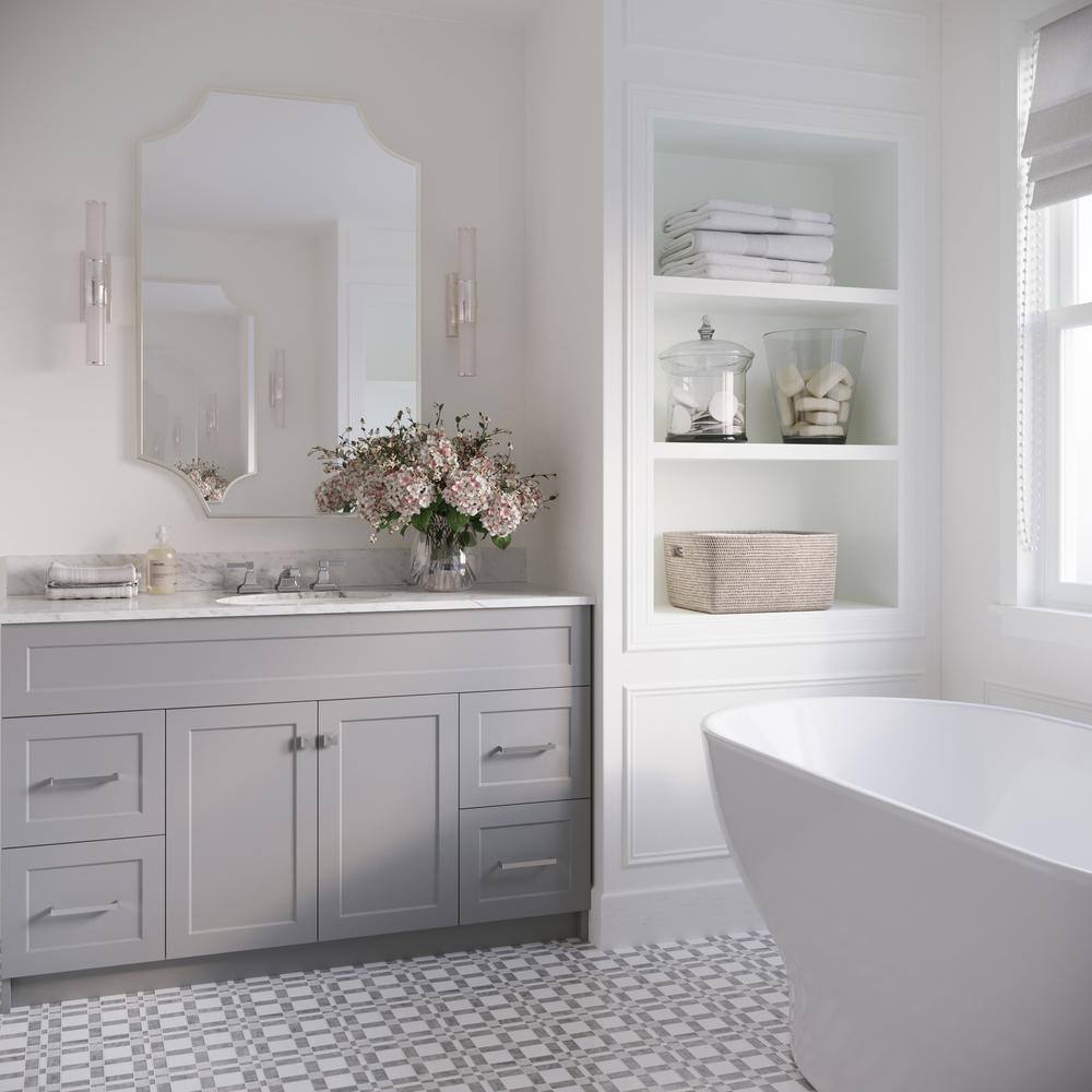 ARIEL Hamlet 55 in. W x 22 in. D x 36 in. H Bath Vanity in Grey with ...