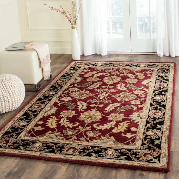 Heritage Red and Black 8 ft. x 10 ft. Border Area Rug