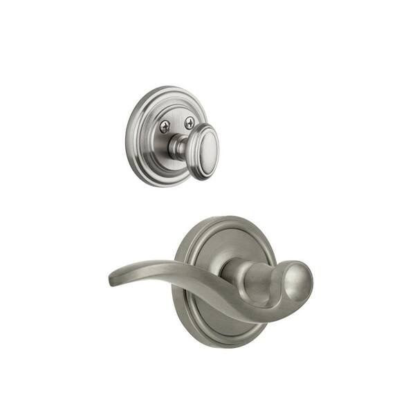 Grandeur Georgetown Single Cylinder Satin Nickel Combo Pack Keyed Alike with Right Handed Bellagio Lever and Matching Deadbolt