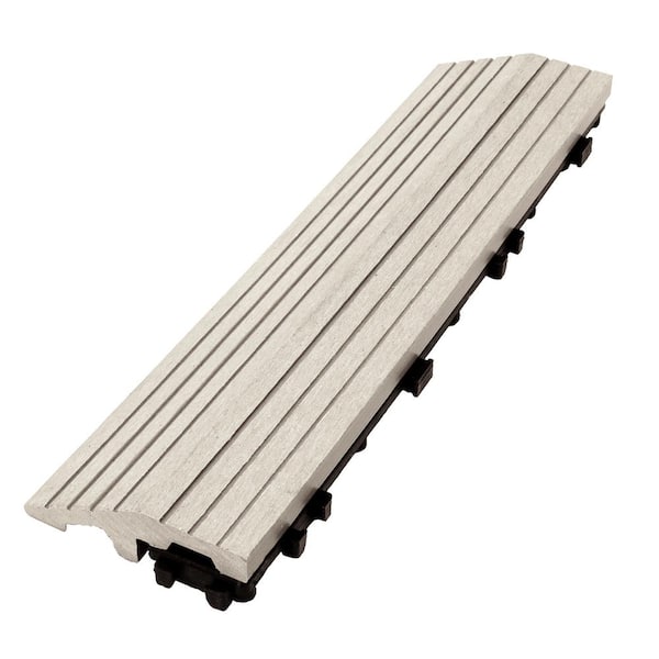CREATIVE SURFACES 3 in. x 12 in. Composite Deck Tile Edge Trim in Star Gray (4-Pieces Per Box)