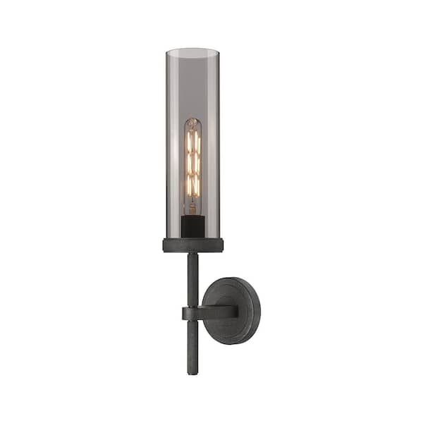 Lincoln 1-Light Weathered Zinc Wall Sconce with Glass Shade