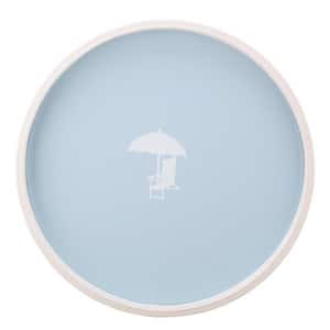 PASTIMES Beach Chair 14 in. W x 1.3 in. H x 14 in. D Round Light Blue Leatherette Serving Tray