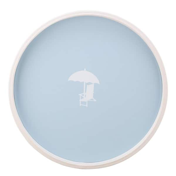 Kraftware PASTIMES Beach Chair 14 in. W x 1.3 in. H x 14 in. D Round Light Blue Leatherette Serving Tray