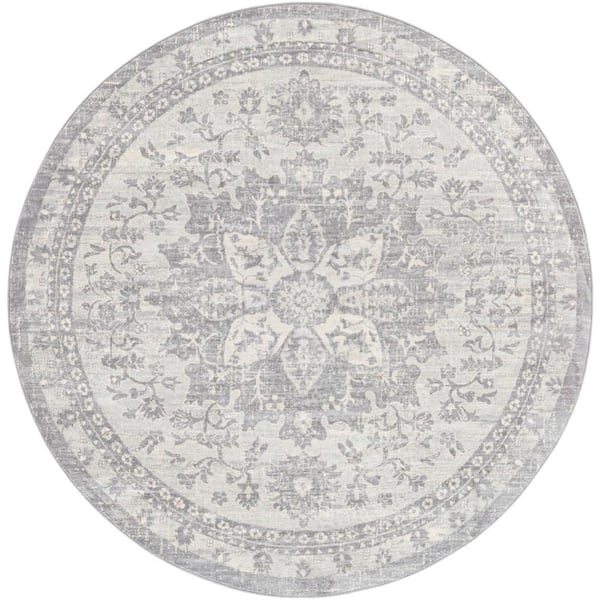 Zillah Gray 8 ft. Round Indoor Area Rug