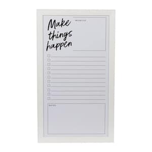 Magnetic Dry Erase Note White Board with White Wood Frame, 12 in. x 22 in.