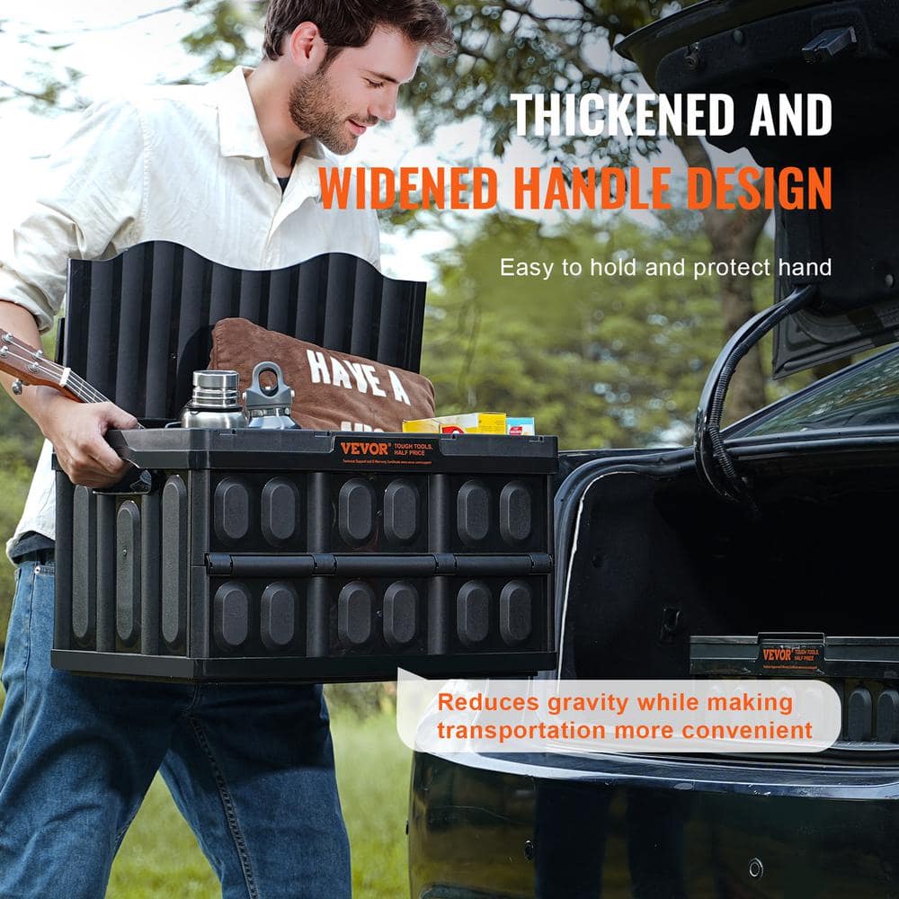 VEVOR 45L Black Collapsible Stackable Plastic Storage Crates