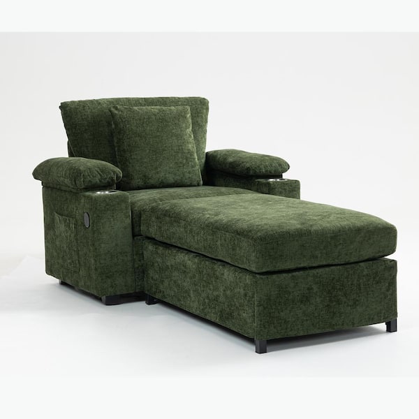 Harper & Bright Designs Oversized Green Chenille Chaise