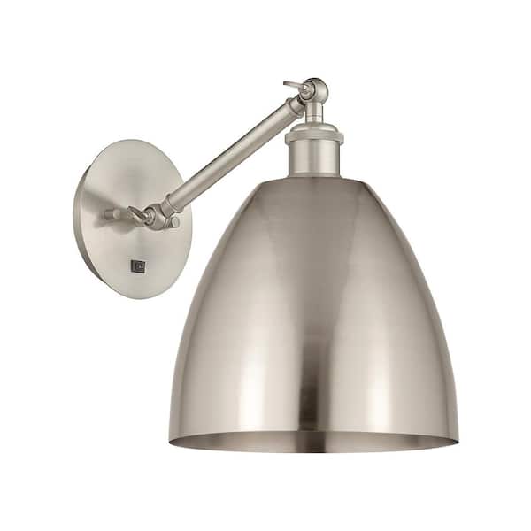Ballston 1-Light Satin Nickel Wall Sconce with Nickel Metal Shade