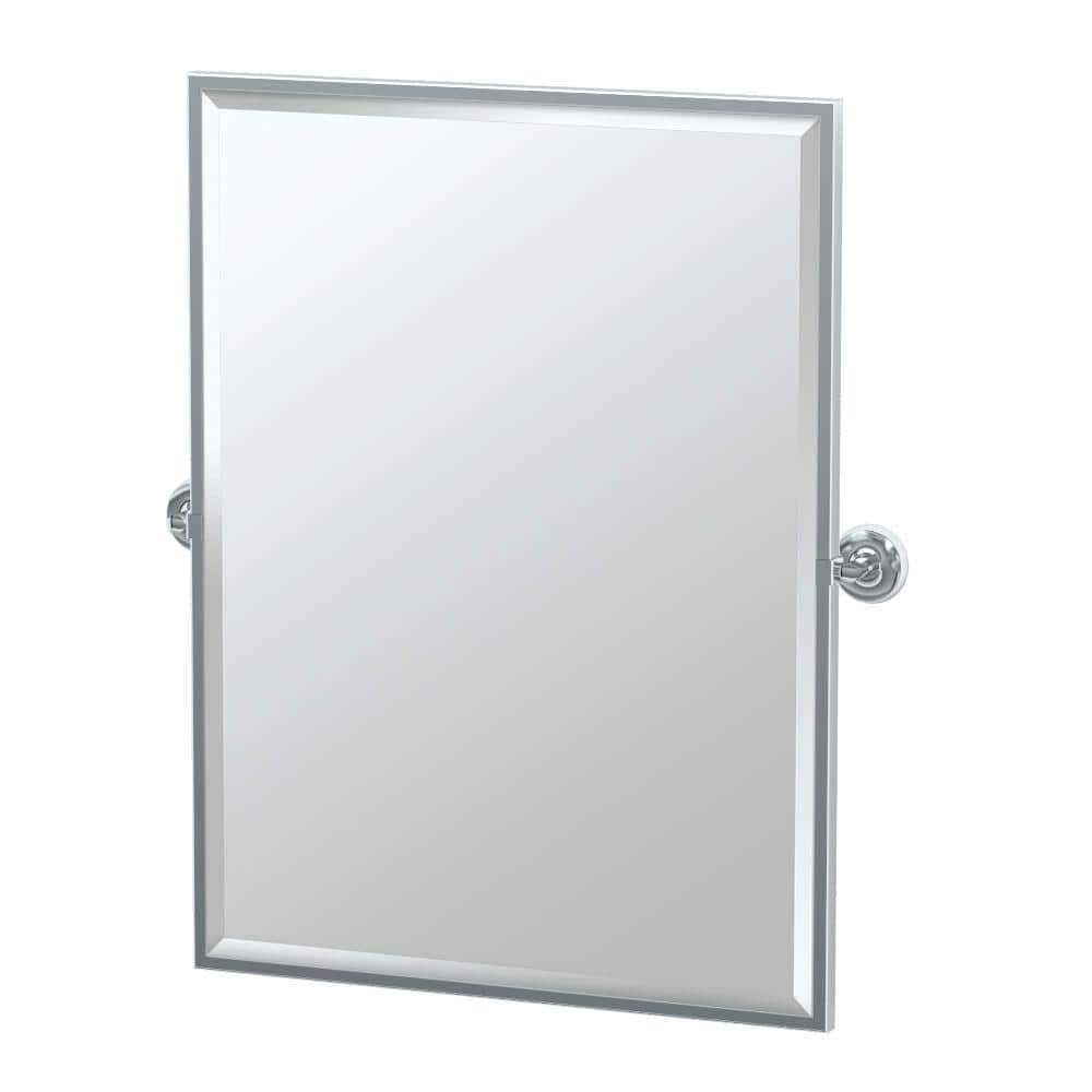 Elegant Chrome 25'' x 20.5'' Rectangular Metal Framed Vanity Mirror