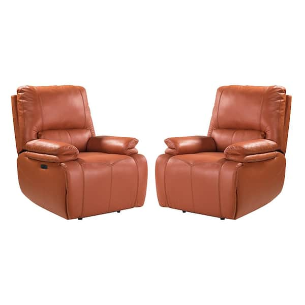 ARTFUL LIVING DESIGN Alina Brick Genuine Leather Power Recliner