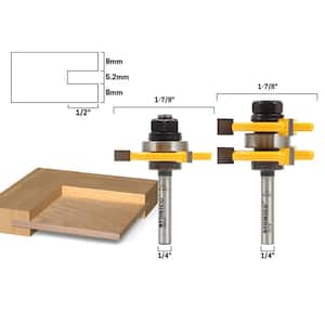 Plywood Tongue and Groove 1/4 in. Plywood 1/4 in. Shank Carbide Tipped Router Bit Set (2-Piece)