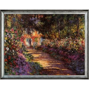 Pathway in Monet's Garden at Giverny by Claude Monet Athenian Silver Framed Nature Painting Art Print 41 in. x 53 in.