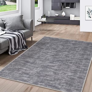 Gray 4 ft. x 6 ft. Solid Contemporary Indoor Area Rug