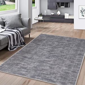 Gray 5 ft. x 7 ft. Solid Contemporary Indoor Area Rug